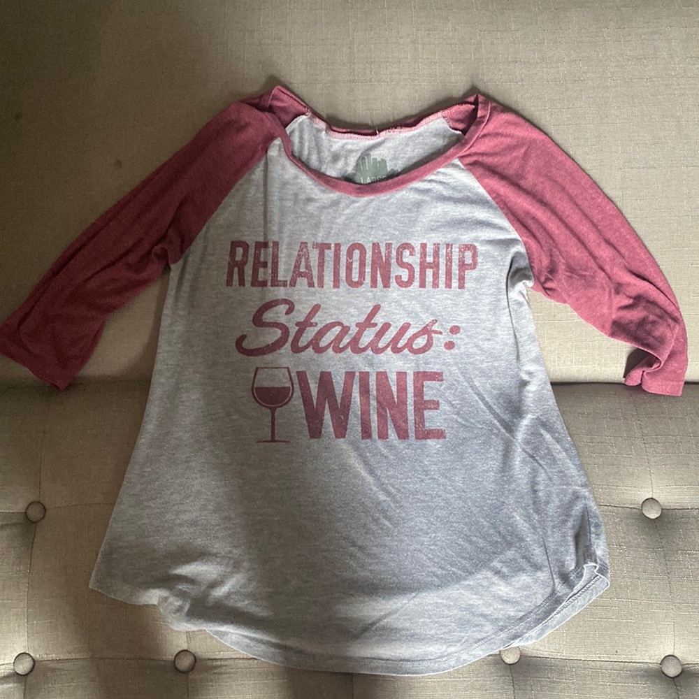 Wine 3/4 sleeve graphic T shirt